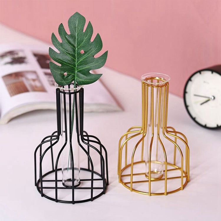 Wrought Iron Hydroponic Green Dried Flower Glass Flower Insert Decoration Without  Fake Flowers