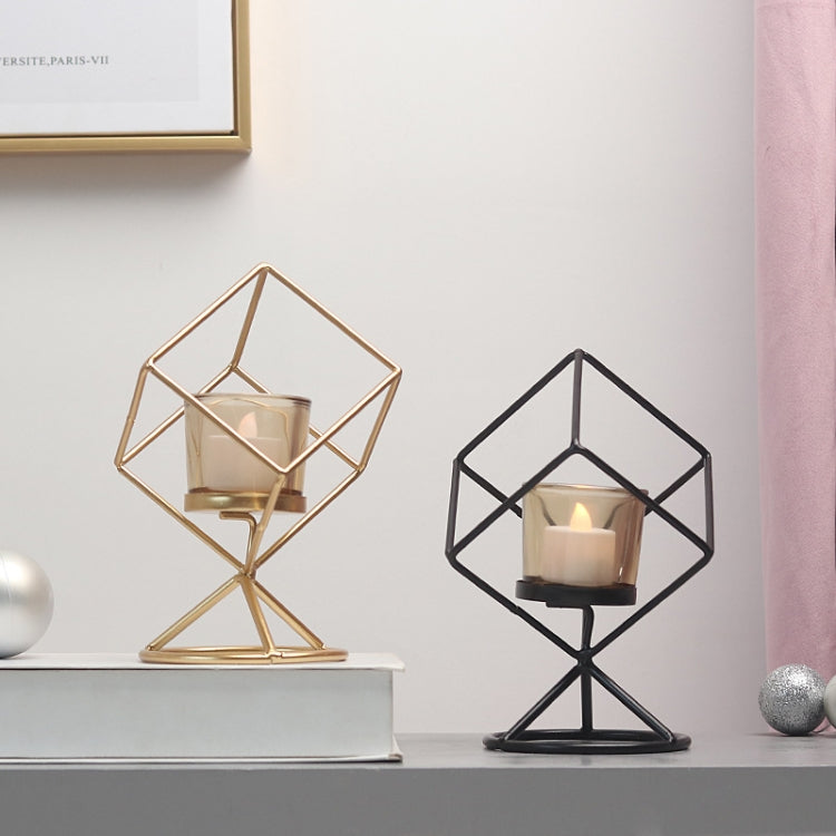 Geometric Three-dimensional Geometric Wrought Iron Candlestick Ornaments Without Candles