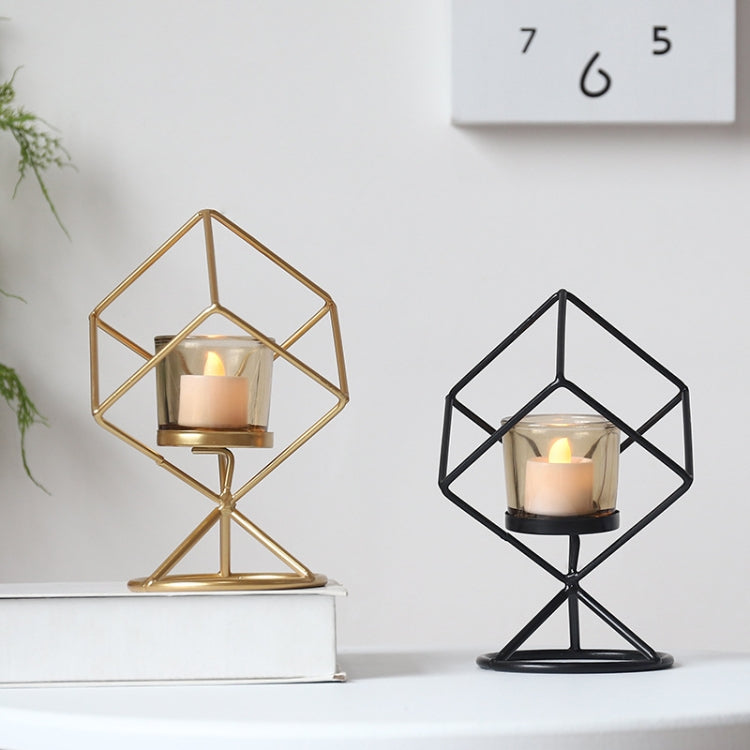 Geometric Three-dimensional Geometric Wrought Iron Candlestick Ornaments Without Candles