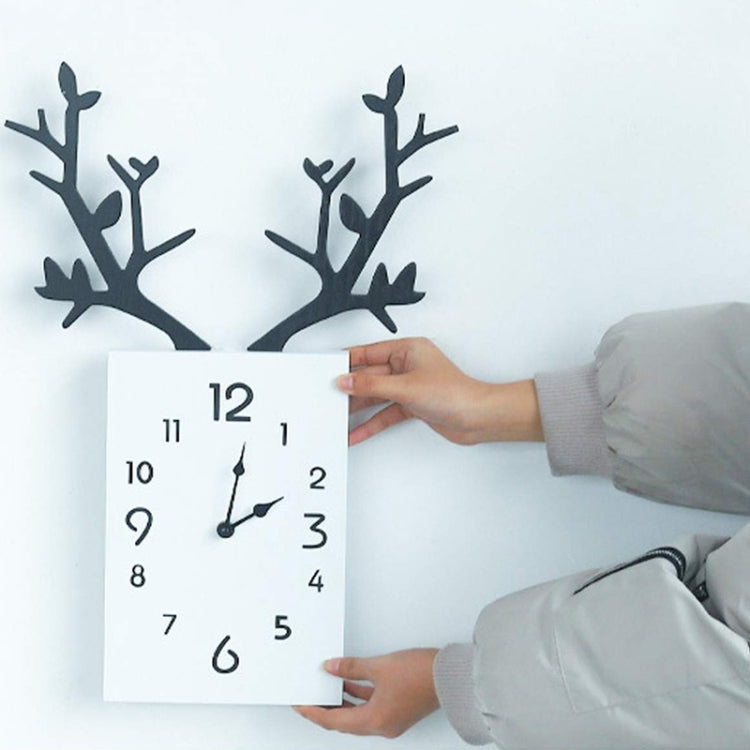 Wooden Antler Wall Clock Home Decor Living Room Bedroom Office Wall Clock
