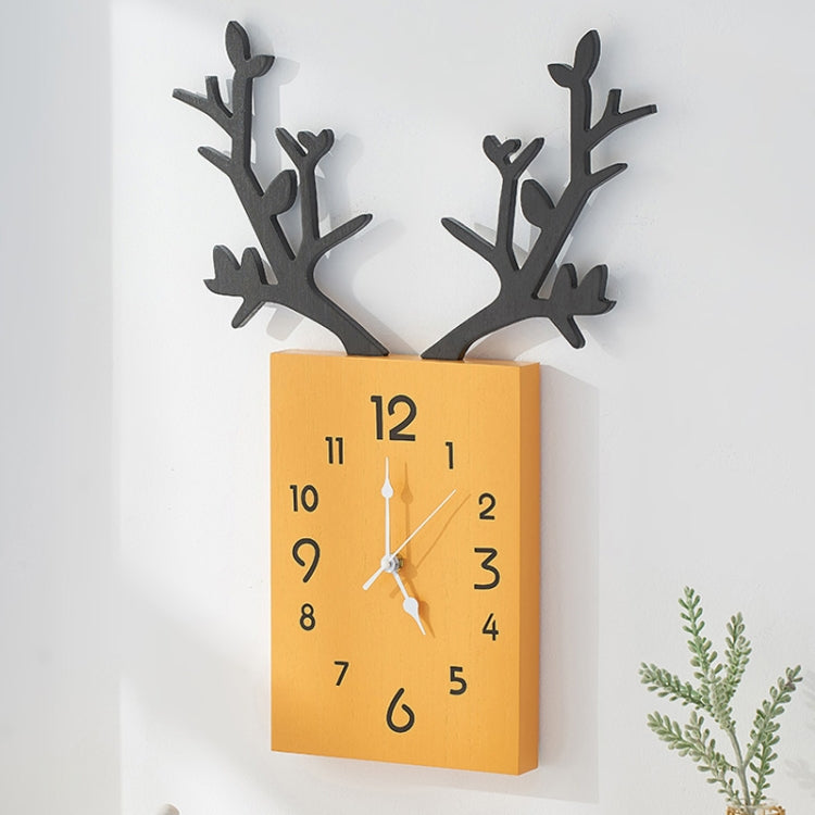 Wooden Antler Wall Clock Home Decor Living Room Bedroom Office Wall Clock