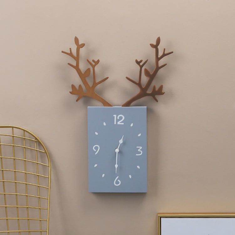 Wooden Antler Wall Clock Home Decor Living Room Bedroom Office Wall Clock
