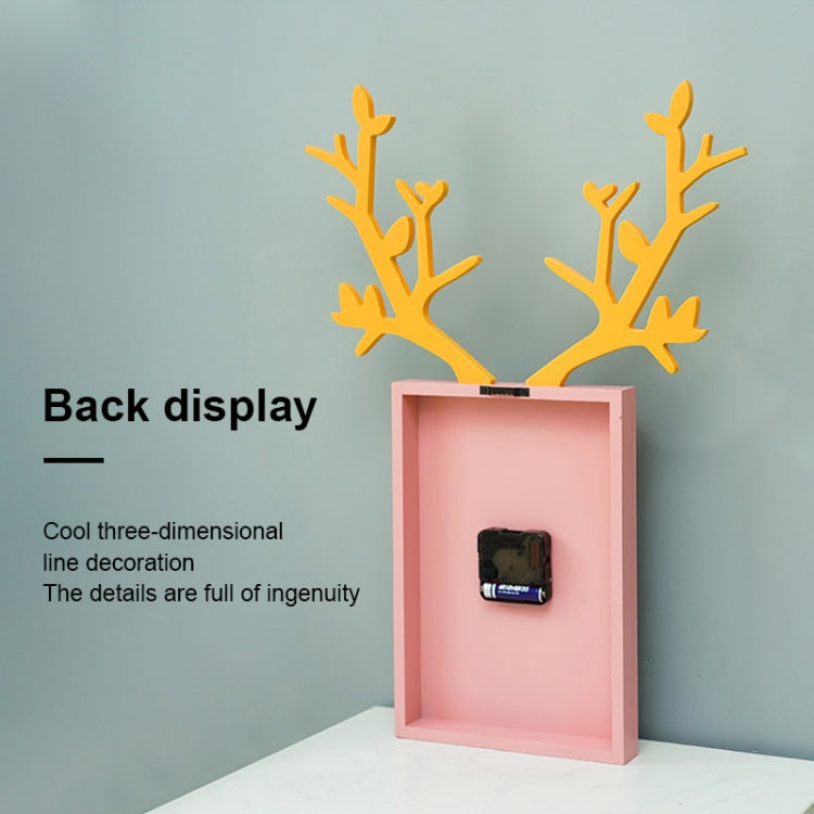 Wooden Antler Wall Clock Home Decor Living Room Bedroom Office Wall Clock