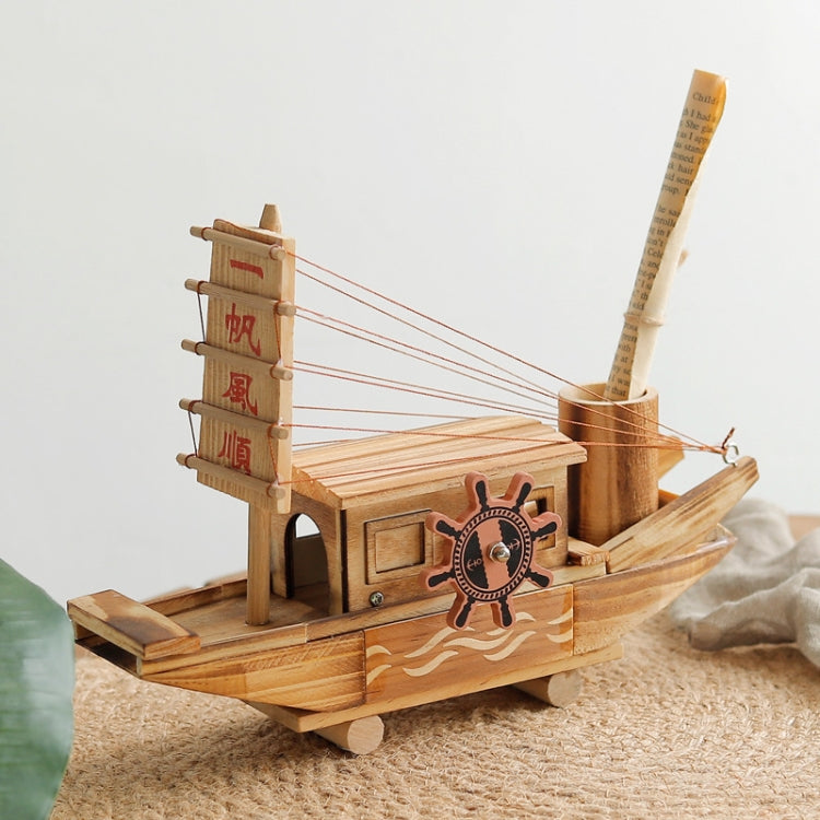 Creative Wooden Ship Model Ornaments Sailing Music Box