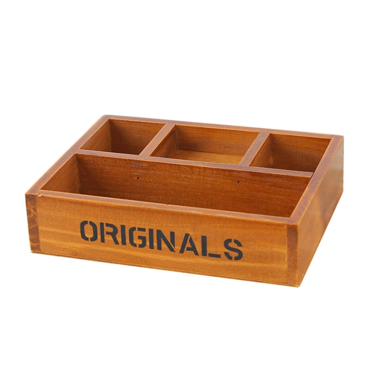 Groceries Vintage Wooden Grids Desktop Storage Box