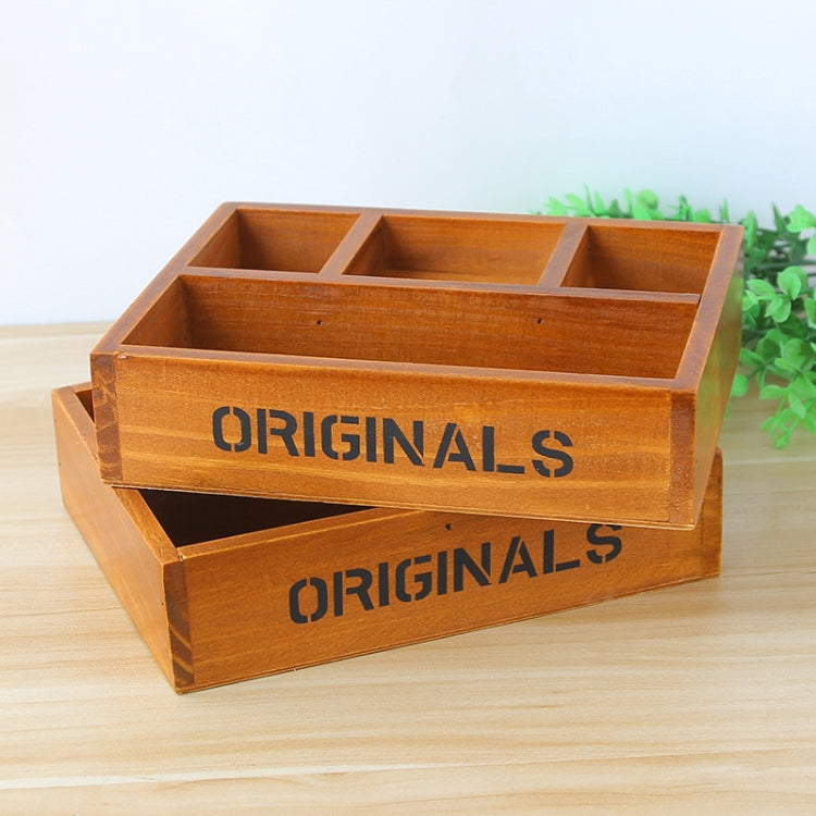Groceries Vintage Wooden Grids Desktop Storage Box