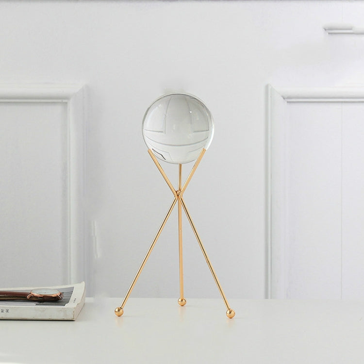 Wrought Iron Transparent Crystal Ball Decoration Creative Living Room Crystal Decoration, Style:Triangle High Section