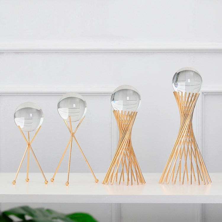 Wrought Iron Transparent Crystal Ball Decoration Creative Living Room Crystal Decoration, Style:Triangle High Section