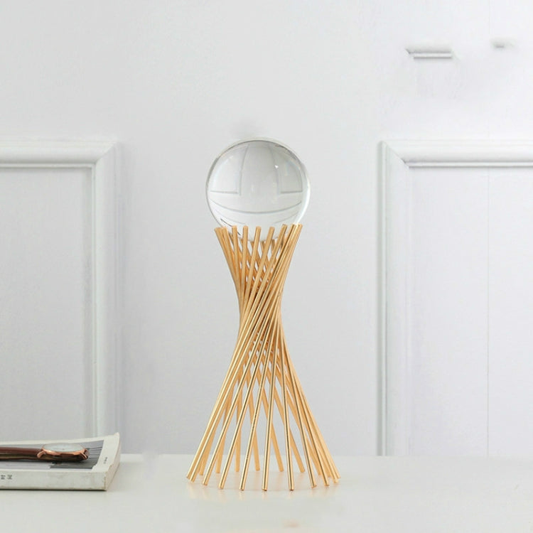 Wrought Iron Transparent Crystal Ball Decoration Creative Living Room Crystal Decoration, Style:Rotation Low Section