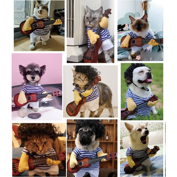 2 PCS Thin Section Funny Cat Guitarist Turned Into Pet Clothes, Size: XL