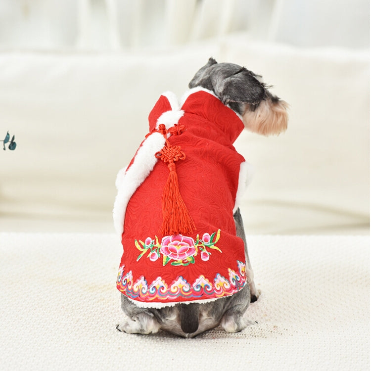 2 PCS Pet Winter Thickening Warm Tang Suit Cheongsam Pet Clothes, Size: M