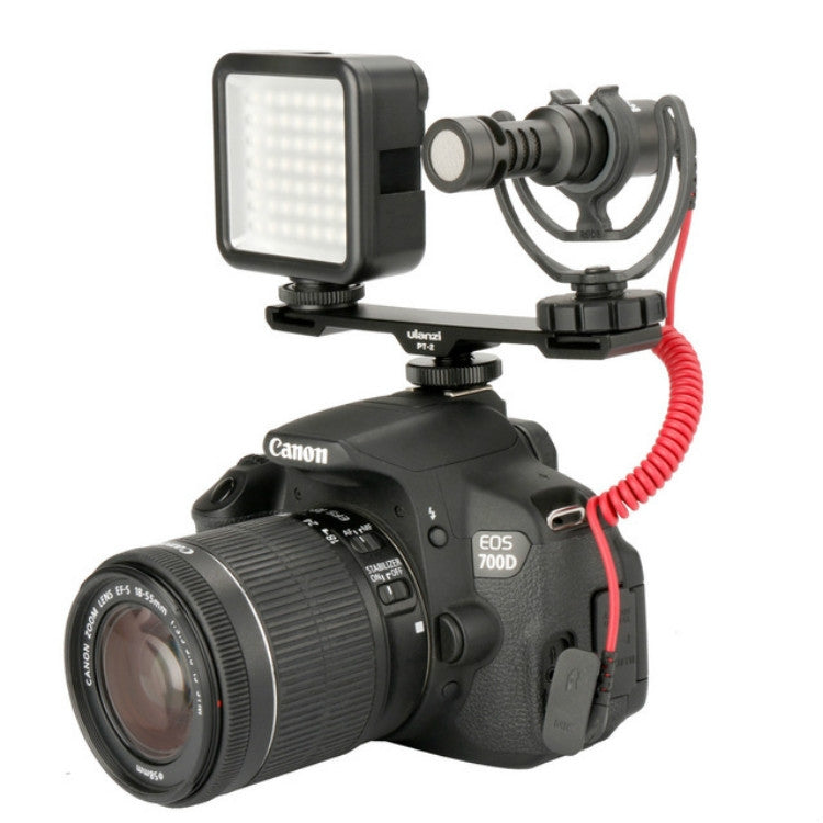 Ulanzi PT-2 Microphone Fill Light Extension Rod Double Hot Shoe Mouth Word Pole Handheld Stabilizer