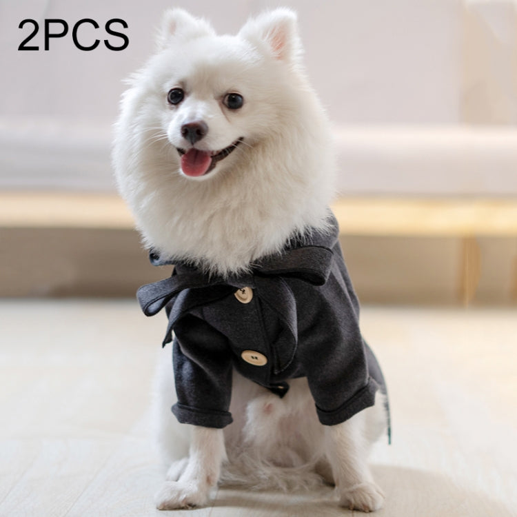 2 PCS Winter Comfortable Fashion Woolen Coat Pet Clothing, Size:M(Grey)