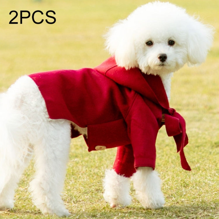 2 PCS Winter Comfortable Fashion Woolen Coat Pet Clothing, Size:L