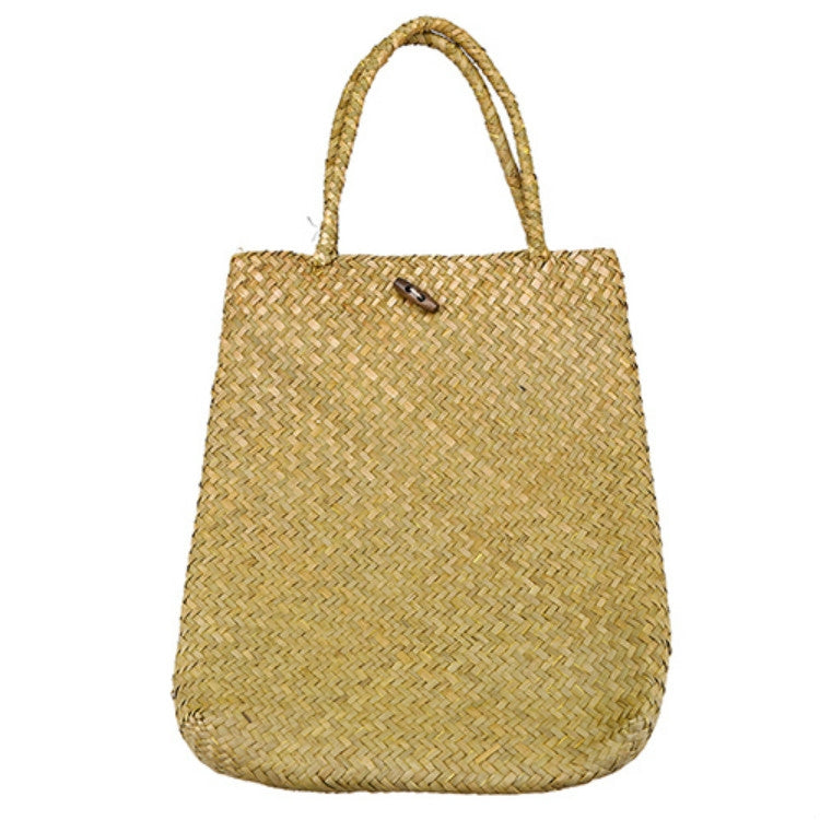 Handmade Rattan Basket Square Straw Weaving Ladies Storage Shoulder Bag, Size:L(Yellow)