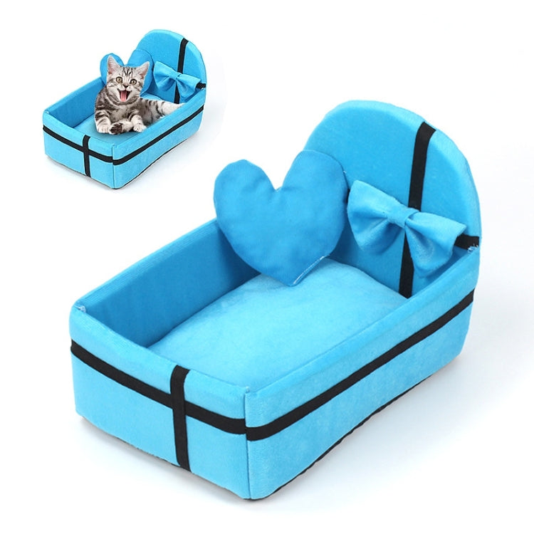 Cute Plush Pet Nest Small and Medium Pet Washable Bed, Size: M(Blue)
