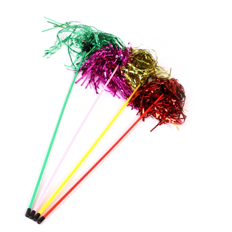 2 PCS Plastic Rod with Metal Bell Ribbons Funny Cats(Random Color Delivery)