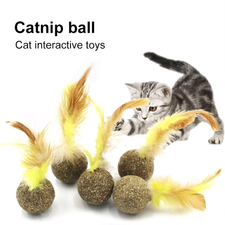 2 PCS B12208 Catnip Ball Toy Clean Clean Tooth Molar Feather Ball