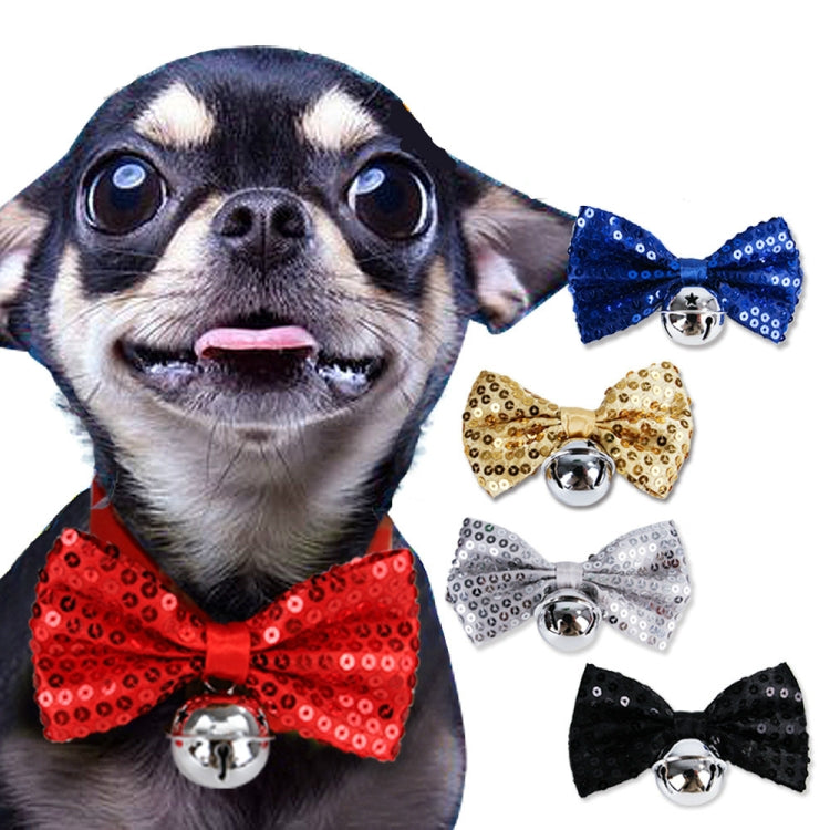 2 PCS Creative Pet Collar Hanging Sequins Christmas Bow Bells