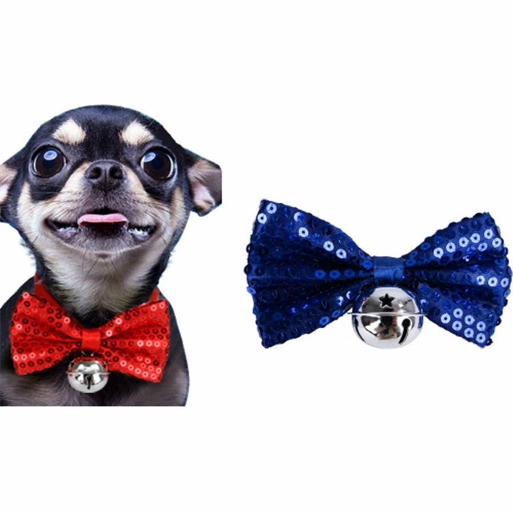 2 PCS Creative Pet Collar Hanging Sequins Christmas Bow Bells