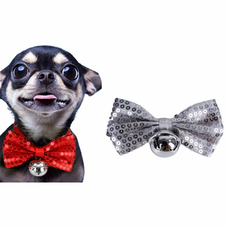 2 PCS Creative Pet Collar Hanging Sequins Christmas Bow Bells