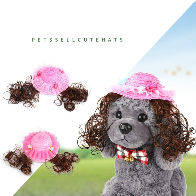 Pet Accessories Pet Princess Hat Sun Hat Teddy Wig Hat(Diamond)