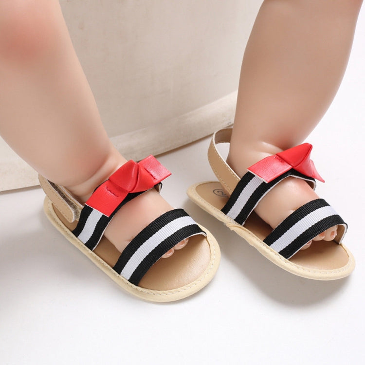 Newborn Baby Sandals Toddler Soft Crib Sole First Walker Shoes(Black+White)