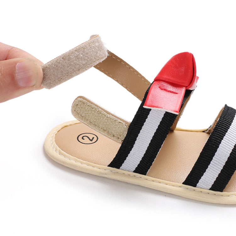 Newborn Baby Sandals Toddler Soft Crib Sole First Walker Shoes(Black+White)
