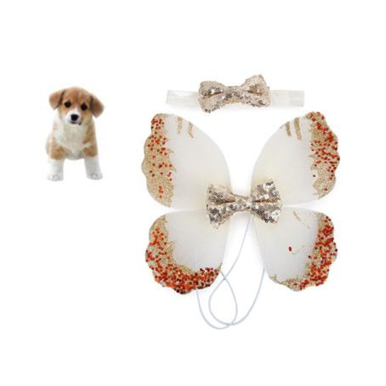 Pet Dog Chest Back Butterfly Wings + Flower Headdress