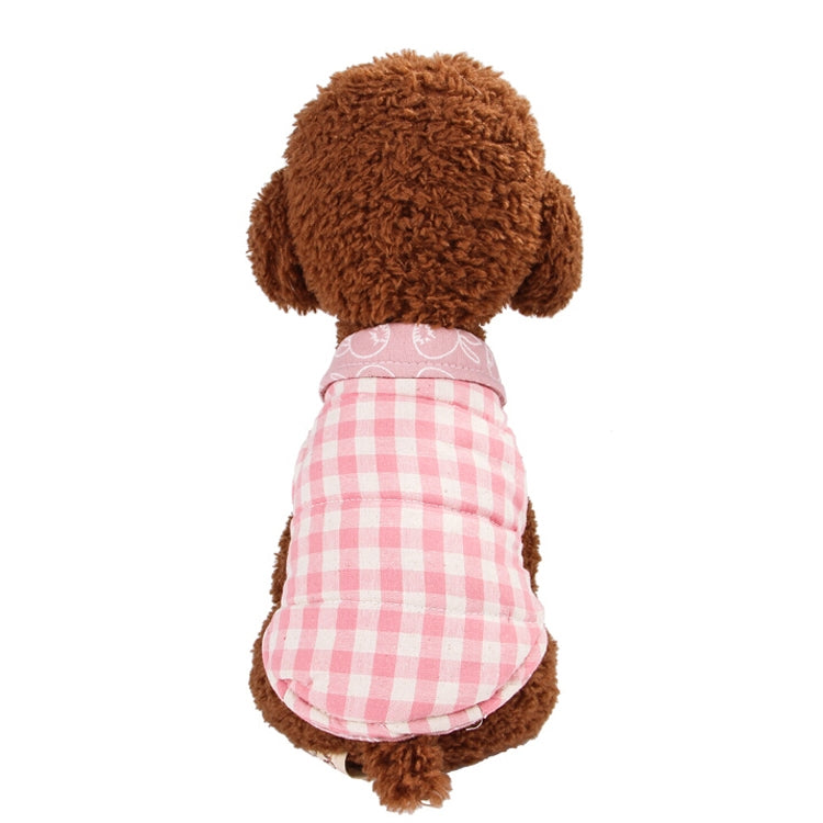 2 PCS Double Sided Vest Winter Thicken Keep Warm Pets Plaid Clothes, Size: M(Pink)