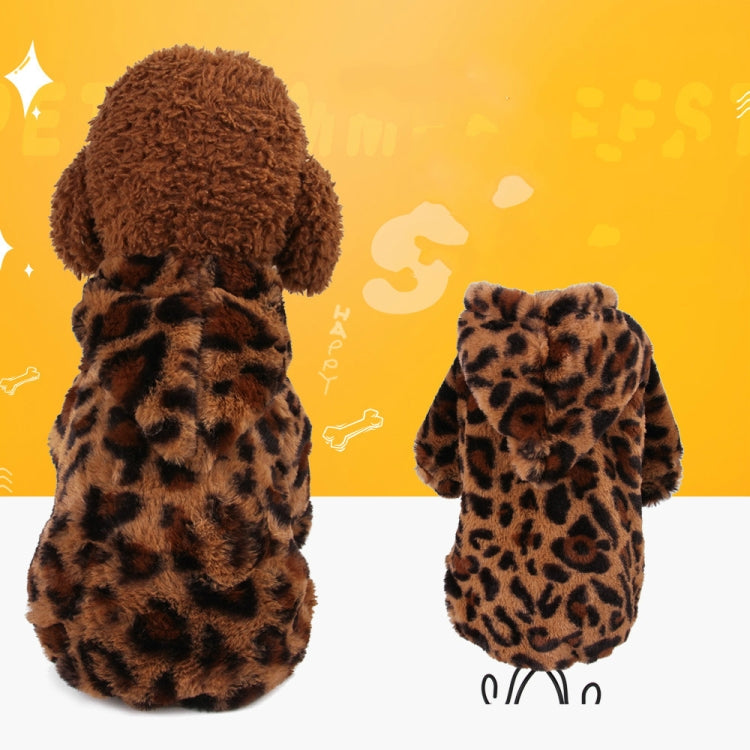 2 PCS Winter Keep Warm Plus Velvet Pet Teddy Dog Leopard Clothing, Size: S