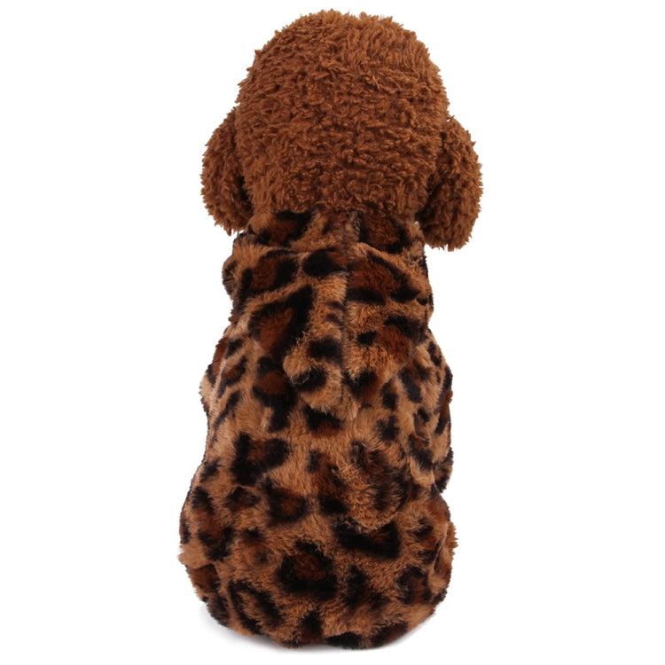 2 PCS Winter Keep Warm Plus Velvet Pet Teddy Dog Leopard Clothing, Size: L