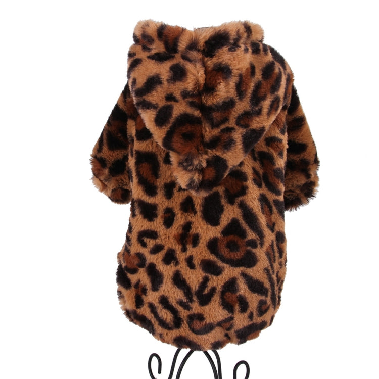 2 PCS Winter Keep Warm Plus Velvet Pet Teddy Dog Leopard Clothing, Size: L