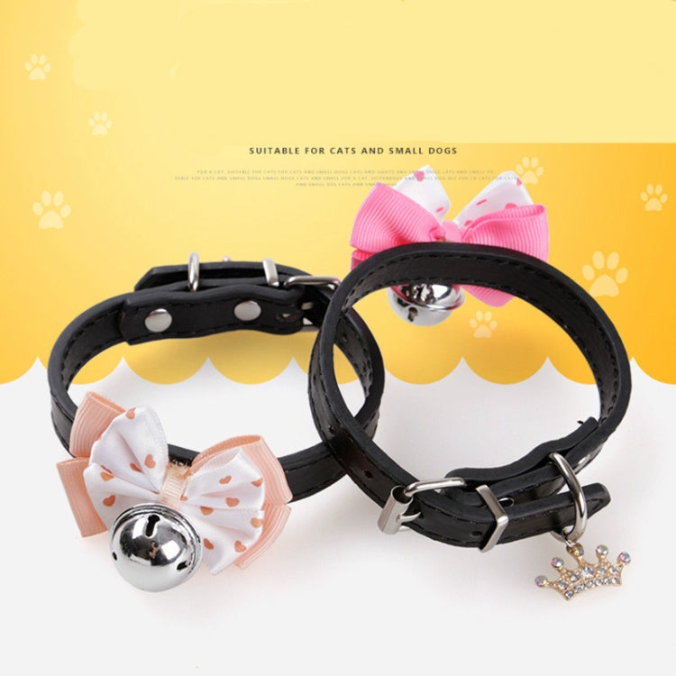 2 PCS Dog Bow Crown Pendant Silent Bells Cat Collar Pet Collar, Size:M(Red)