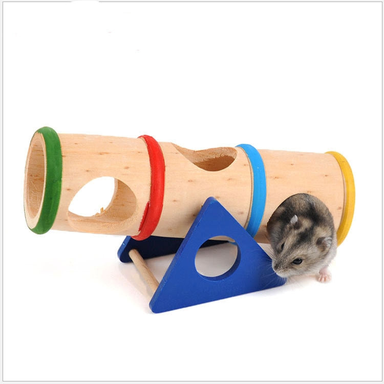 Hamster Pet Rainbow Wooden Wart Tube Toy