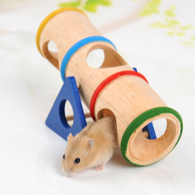 Hamster Pet Rainbow Wooden Wart Tube Toy