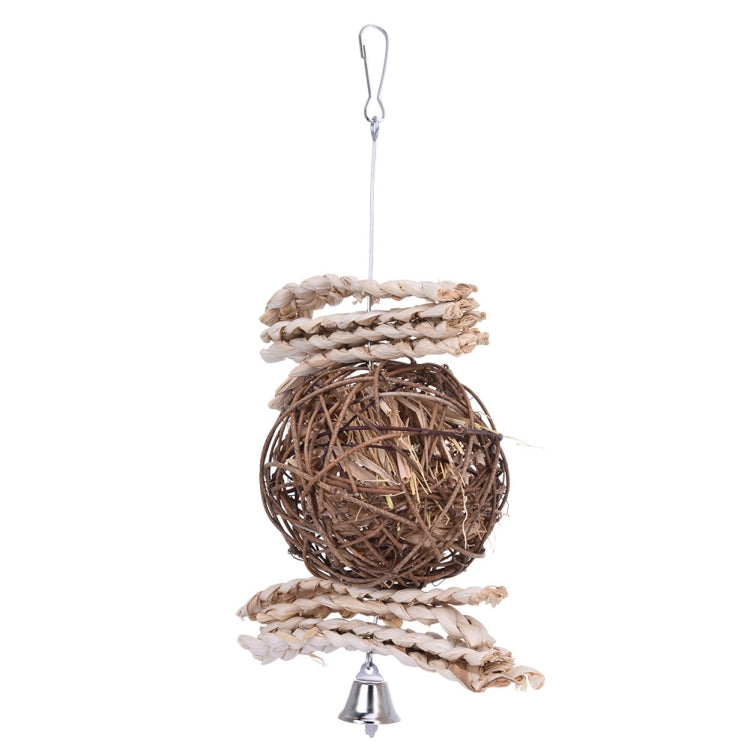 Cute Pet Cone Parrot Straw Rattan Ball Chewing Swing Ball Toy