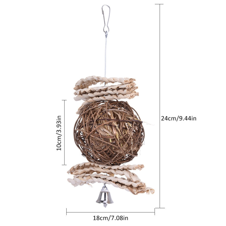 Cute Pet Cone Parrot Straw Rattan Ball Chewing Swing Ball Toy