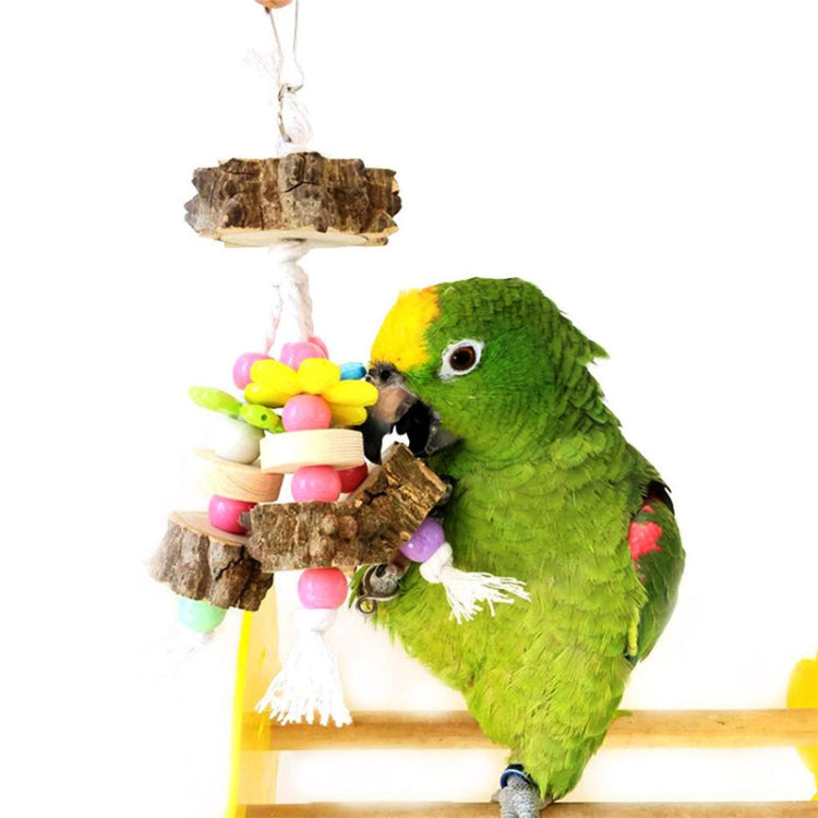 Natural Peppercorn Wood Bite Parrot Chewing Wooden Cotton Rope Swing Bird Toy