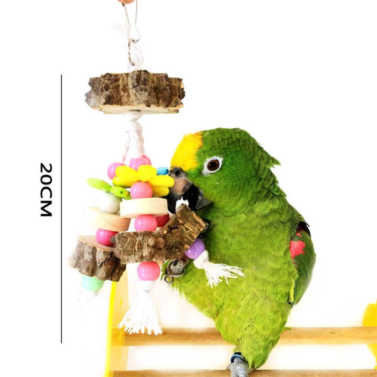 Natural Peppercorn Wood Bite Parrot Chewing Wooden Cotton Rope Swing Bird Toy