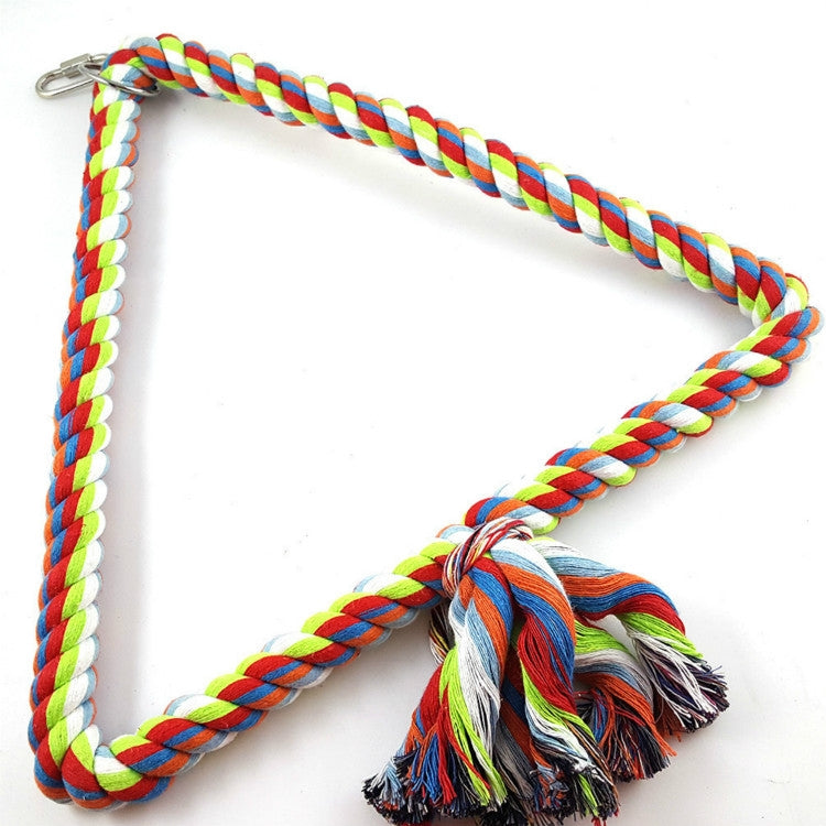 Colorful Cotton Rope Bird Perched Climbing Honed Triangle Cotton Rope Swing Toy, Size:25x28cm