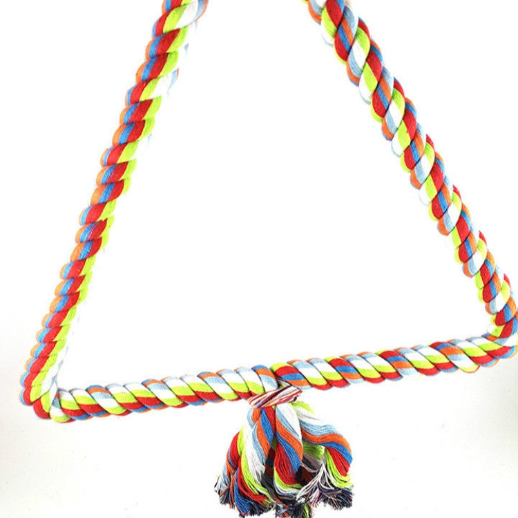 Colorful Cotton Rope Bird Perched Climbing Honed Triangle Cotton Rope Swing Toy, Size:25x28cm