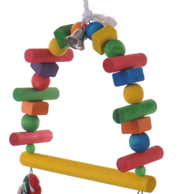 Parrot Wooden Cotton Rope Bite Toy Swing Stand