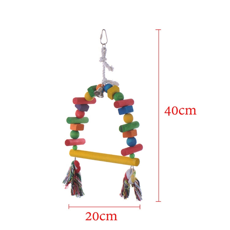 Parrot Wooden Cotton Rope Bite Toy Swing Stand