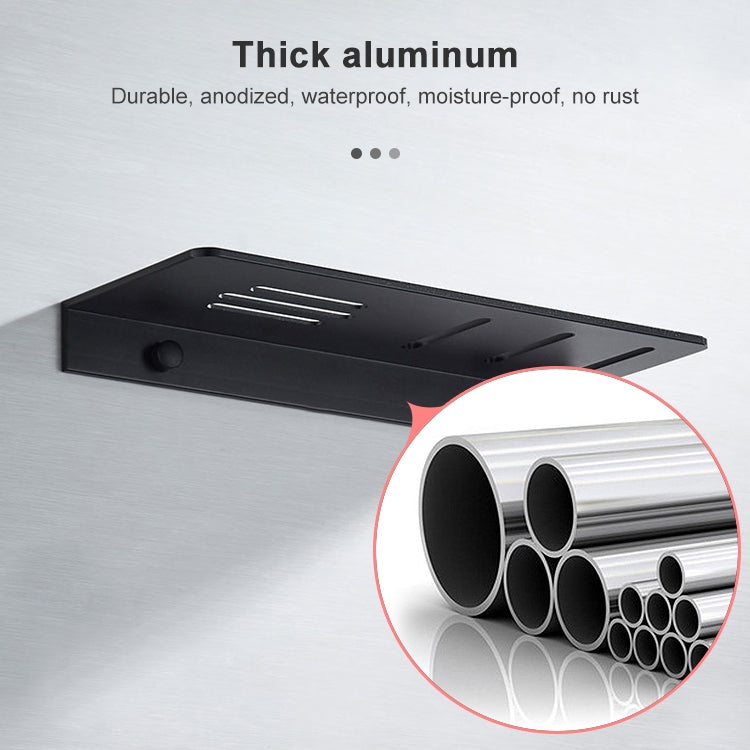 Space Aluminum Black Bathroom Single Layer Rectangle Shelf