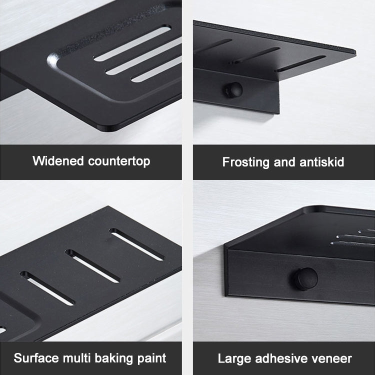 Space Aluminum Black Bathroom Single Layer Rectangle Shelf
