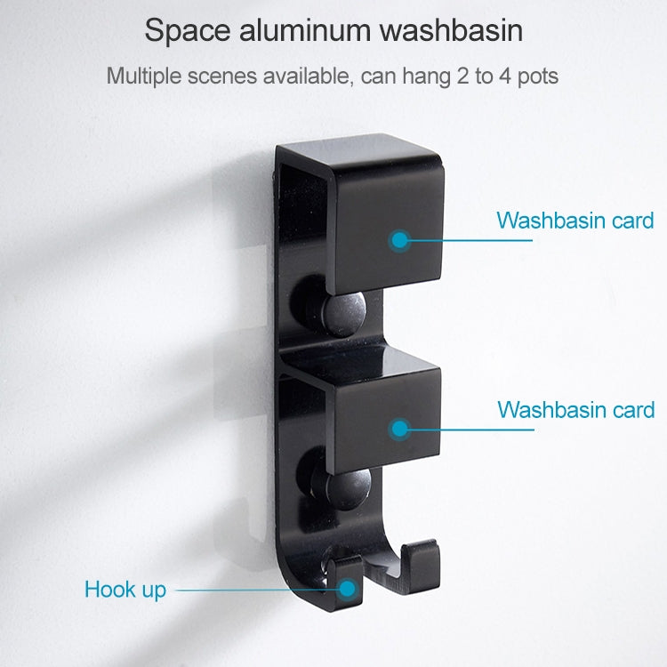 2 PCS Space Aluminum Washbasin Clip Wall Mount Bathroom Basin Hook