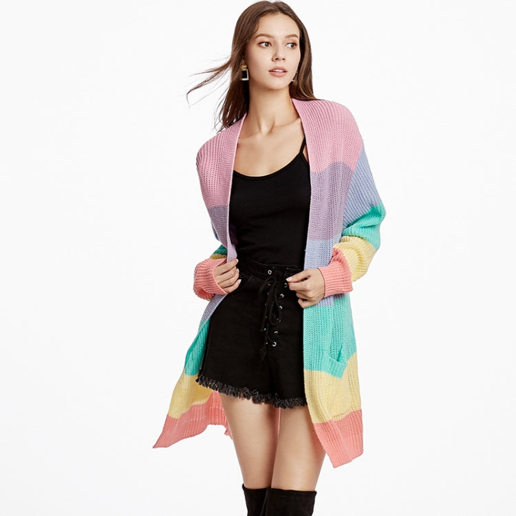 Loose Long Knitted Cardigan Women Sweater Jacket, Size: