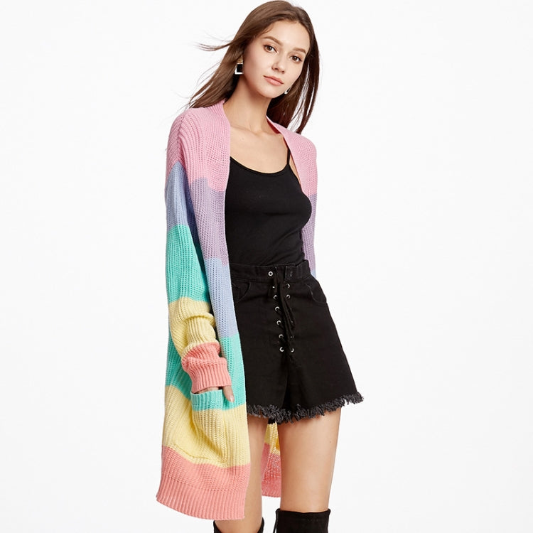 Loose Long Knitted Cardigan Women Sweater Jacket, Size: