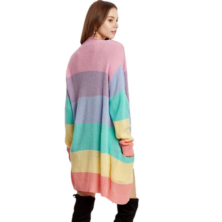 Loose Long Knitted Cardigan Women Sweater Jacket, Size: